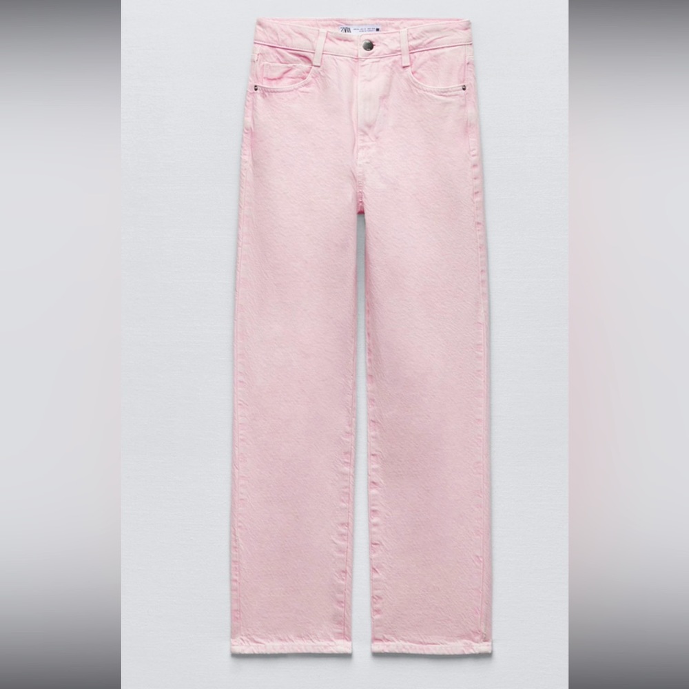 Zara pink straight leg jeans